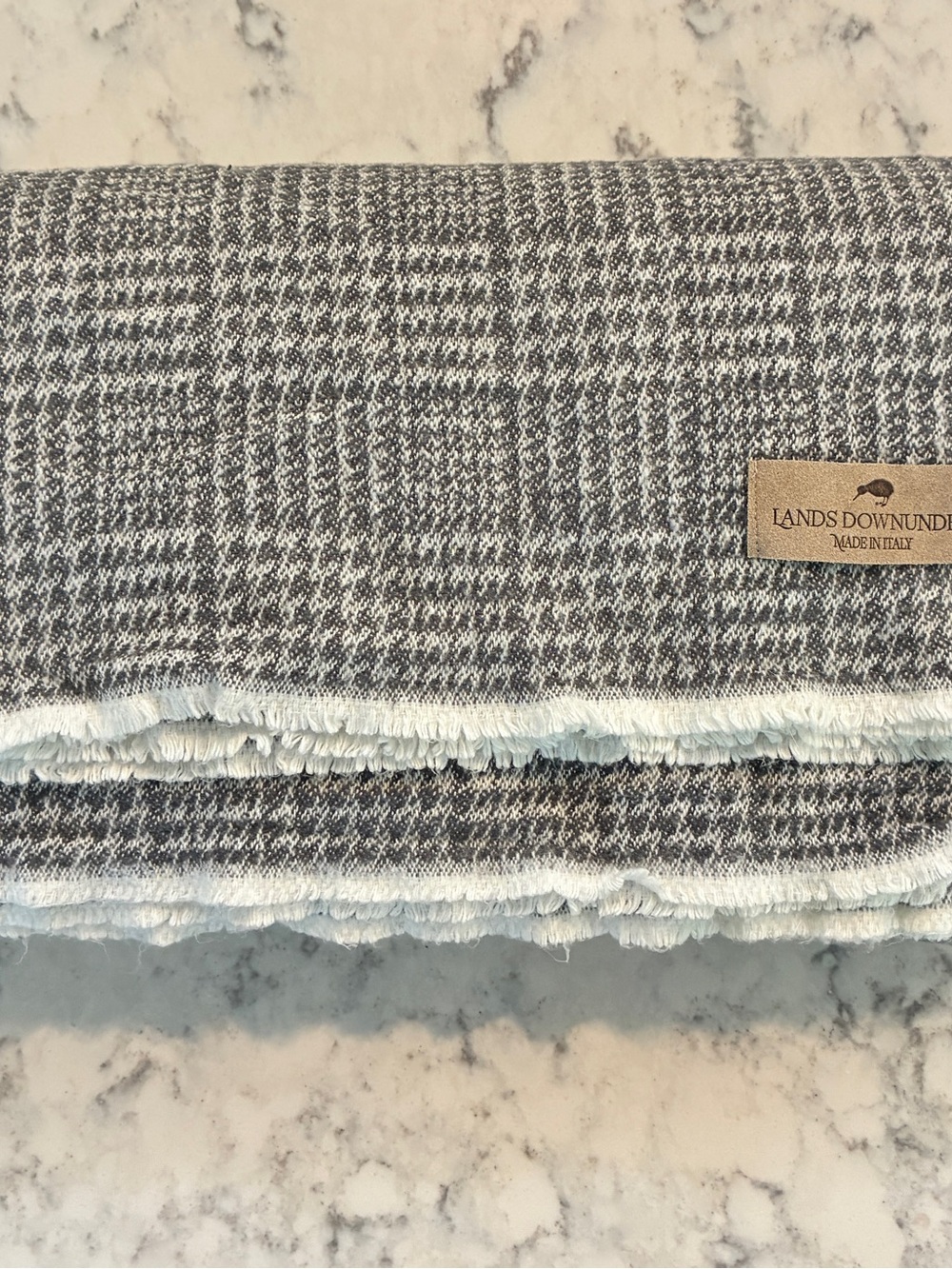 Lands Downunder - Sutton Plaid - Neutral Woven Throw Blanket - Grey/Beige- NWOT
